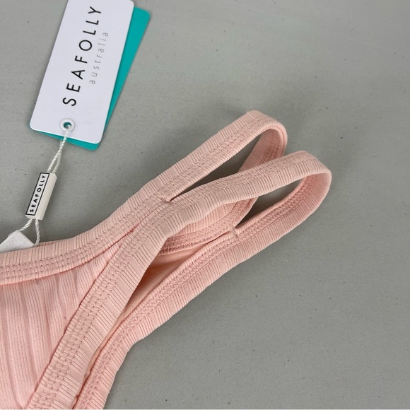 NEW Seafolly Inka Ribbed Brazilian Strappy Bikini Bottom Cheeky Women's Size 8 - Picture 5 of 9